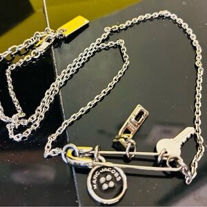 Marc Jacobs Silver Safety Pin Pendant Necklace - Silver color new in box w tag